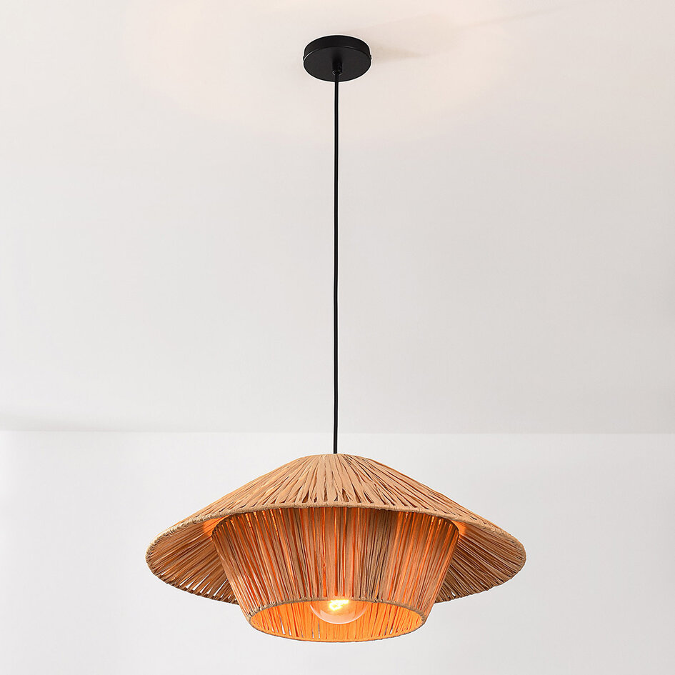 Lampa wisząca Raffina z warstwowego papieru rafia