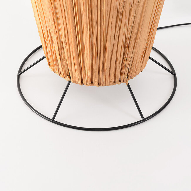 Lampa podłogowa Plecta z papieru rafia z czarną metalową podstawą - 140 cm