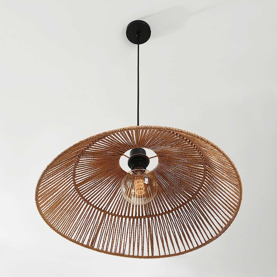 Lampa wisząca Boho Serra z ręcznie plecionego papieru w naturalnym kolorze