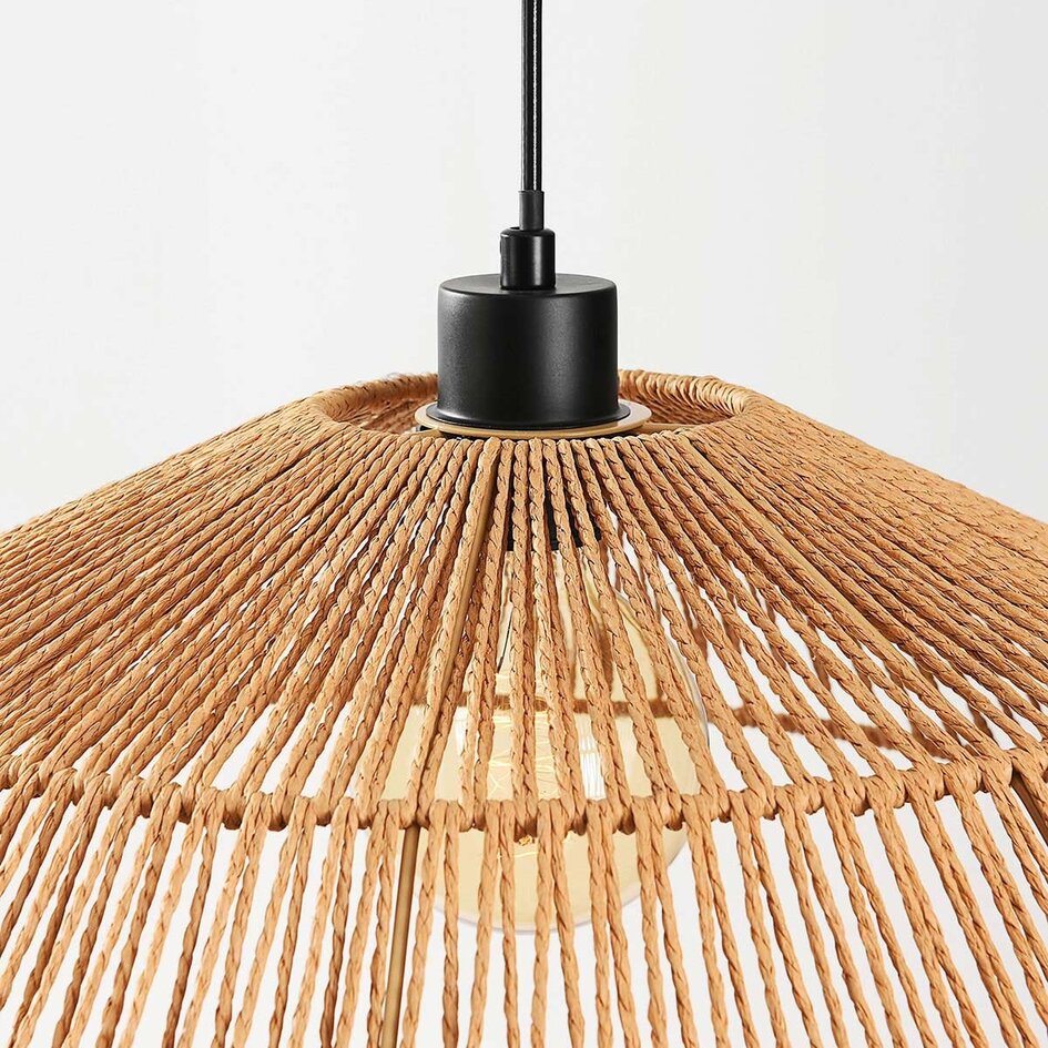 Lampa wisząca Boho Serra z ręcznie plecionego papieru w naturalnym kolorze