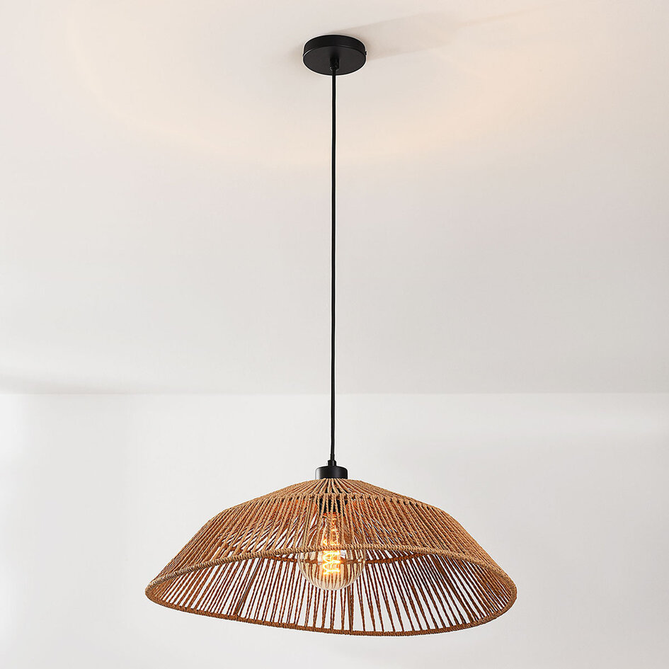Lampa wisząca Boho Serra z ręcznie plecionego papieru w naturalnym kolorze