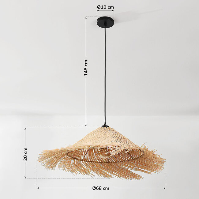 Rattanowa lampa wisząca Kalina w naturalnym kolorze