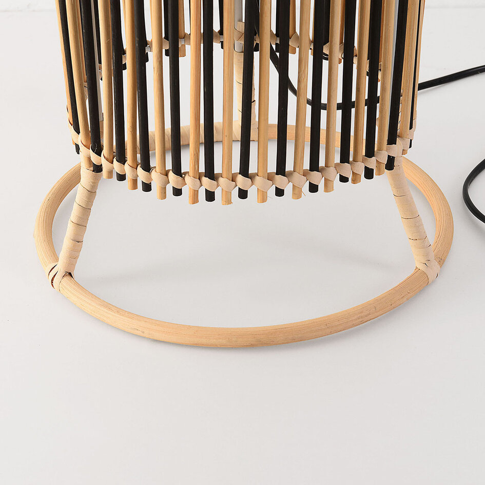 Lampa podłogowa Lori z bambusa w kolorze czarnym i naturalnym