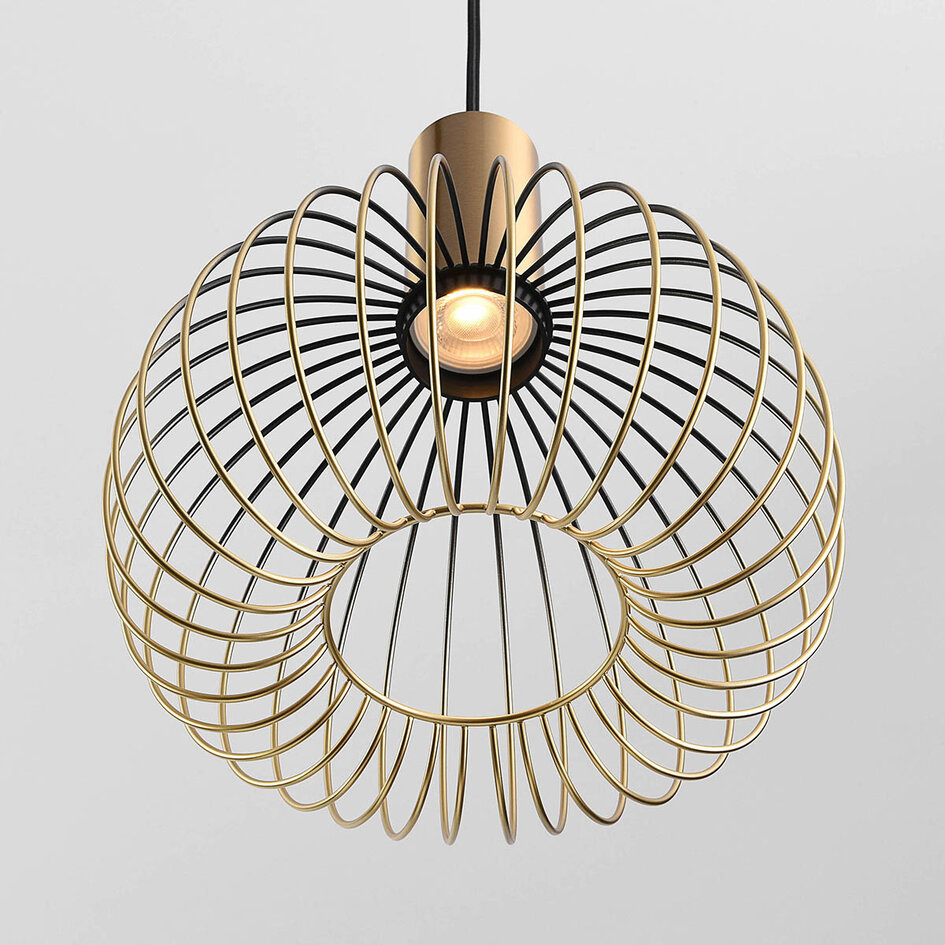 Nowoczesna lampa wisząca Nobles czarna ze złotym metalem, 3 światła