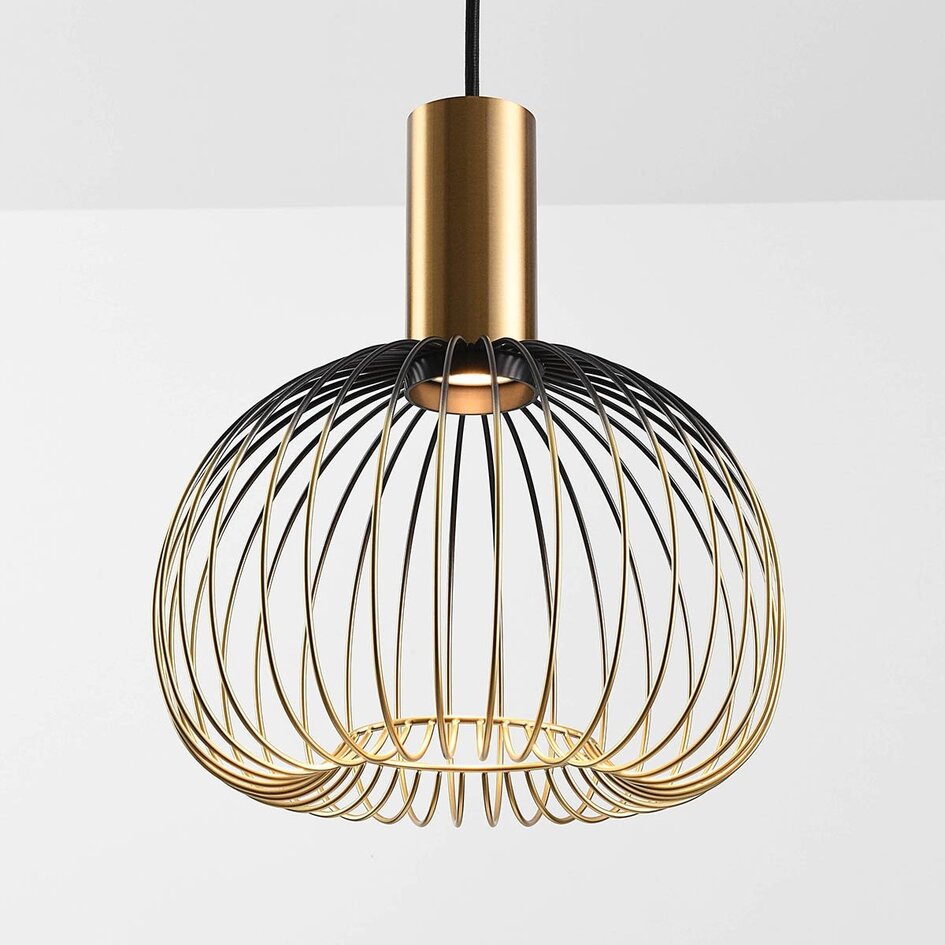 Nowoczesna lampa wisząca Nobles czarna ze złotym metalem, 3 światła