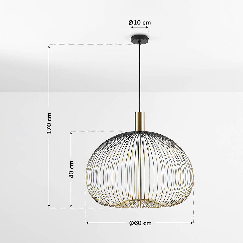 Nowoczesna lampa wisząca Noblin czarno-złoty metal Ø60 cm
