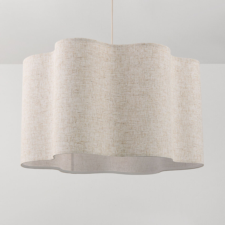 Lampa wisząca Hiras beżowa z lnianym kloszem Ø60 cm