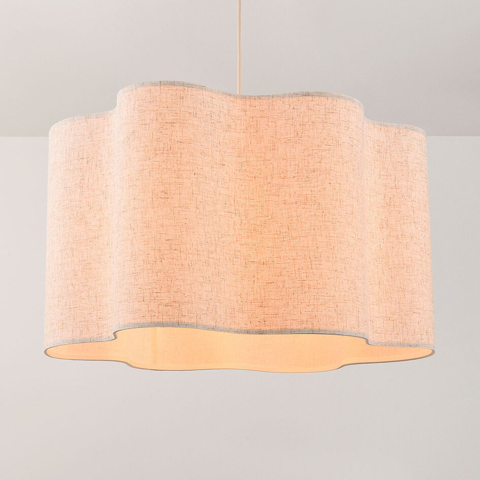 Lampa wisząca Hiras beżowa z lnianym kloszem Ø60 cm