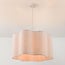 Lampa wisząca Hiras – beżowa, klosz z lnu, Ø40 cm