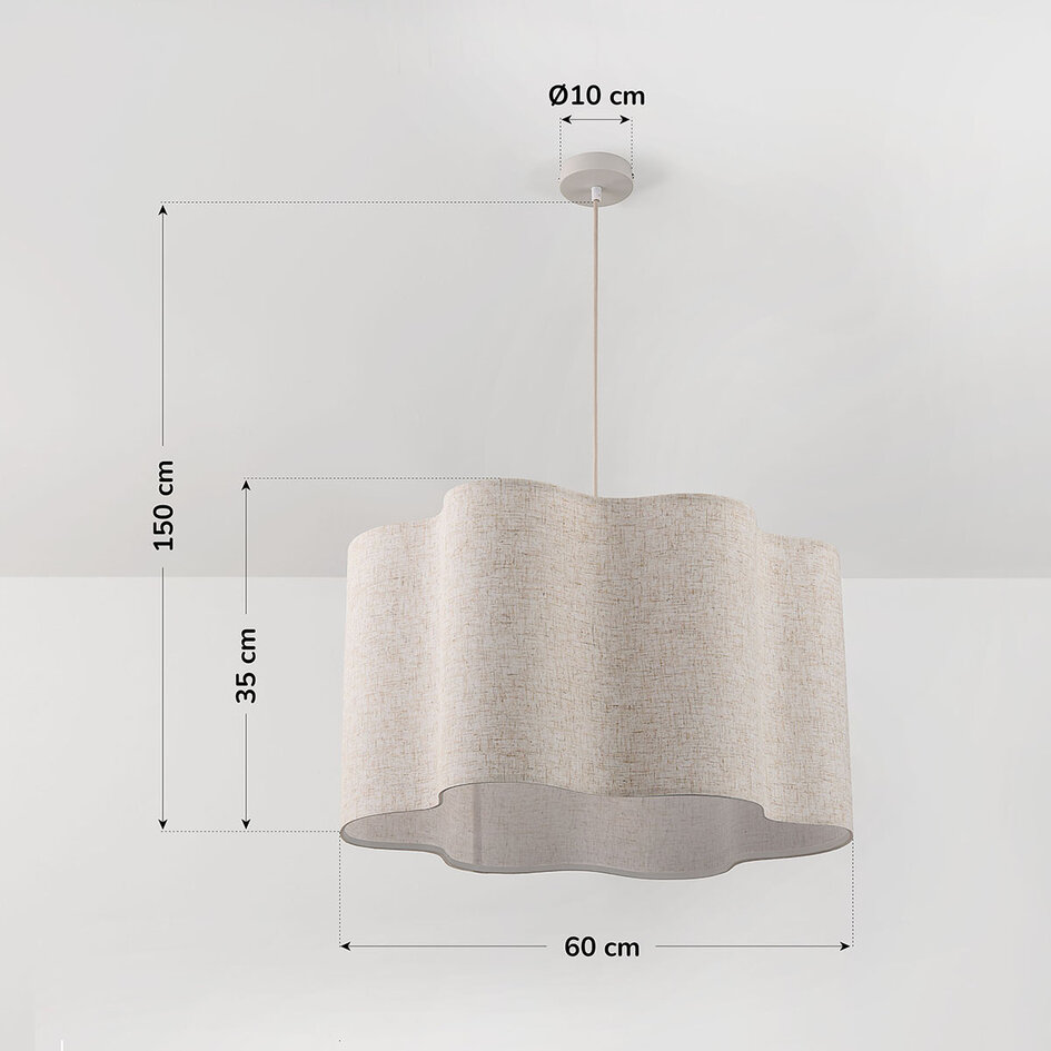 Lampa wisząca Hiras beżowa z lnianym kloszem Ø60 cm