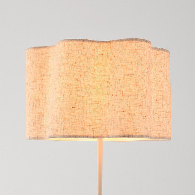 Lampa podłogowa Hiros beżowa z lnianym kloszem