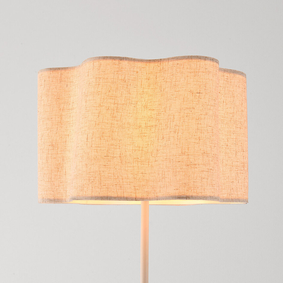 Lampa podłogowa Hiros beżowa z lnianym kloszem