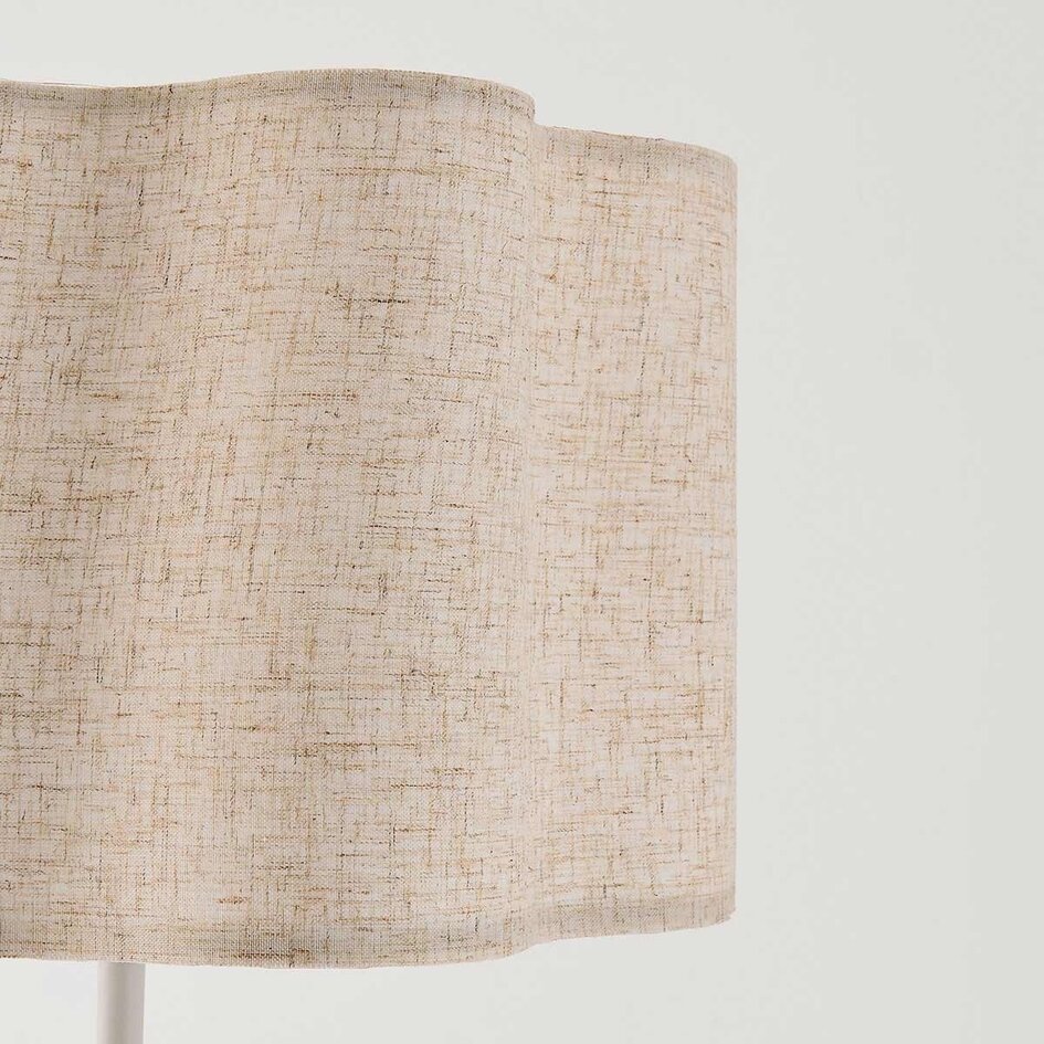 Lampa podłogowa Hiros beżowa z lnianym kloszem