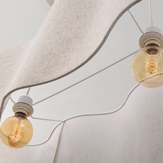 Lampa wisząca Hirom beżowa z lnianym kloszem 2 światła