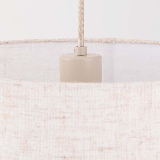 Nowoczesna lampa wisząca Avano beżowa z lnianym kloszem