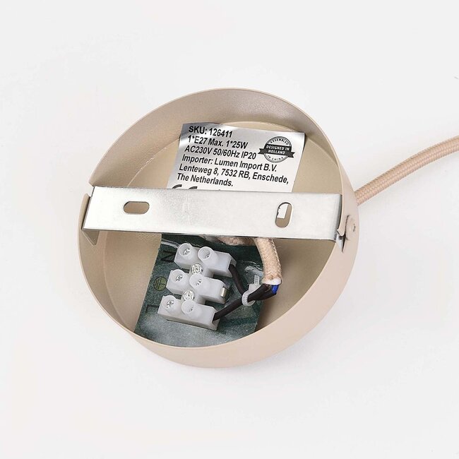 Nowoczesna lampa wisząca Avano beżowa z lnianym kloszem