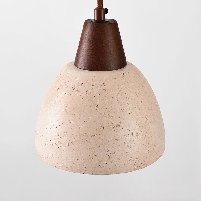Lampa wisząca Japandi Marena z trawertynu (kamienia naturalnego) i drewna