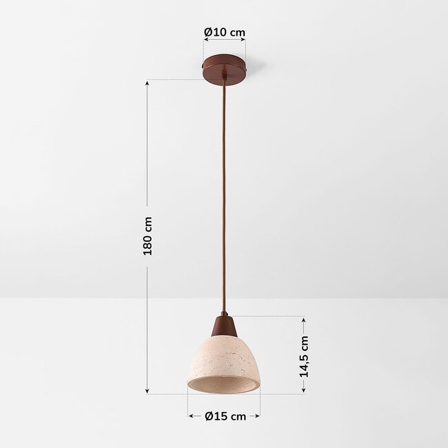 Lampa wisząca Japandi Marena z trawertynu (kamienia naturalnego) i drewna