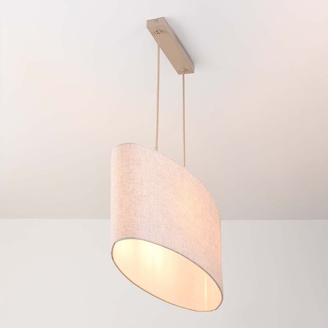 Minimalistyczna lampa wisząca Lureva beżowa z lnianym kloszem, 2 światła