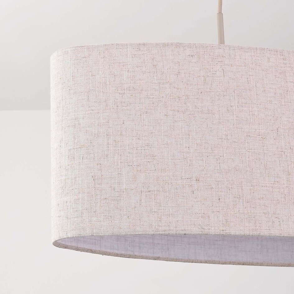 Minimalistyczna lampa wisząca Lureva beżowa z lnianym kloszem, 2 światła