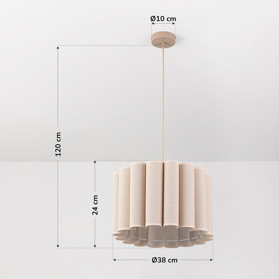 Lampa wisząca Celine z plisowanym lnianym kloszem w kolorze beżowym