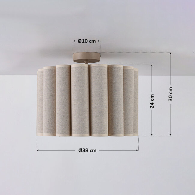 Lampa sufitowa Celie z plisowanym lnianym kloszem w kolorze beżowym