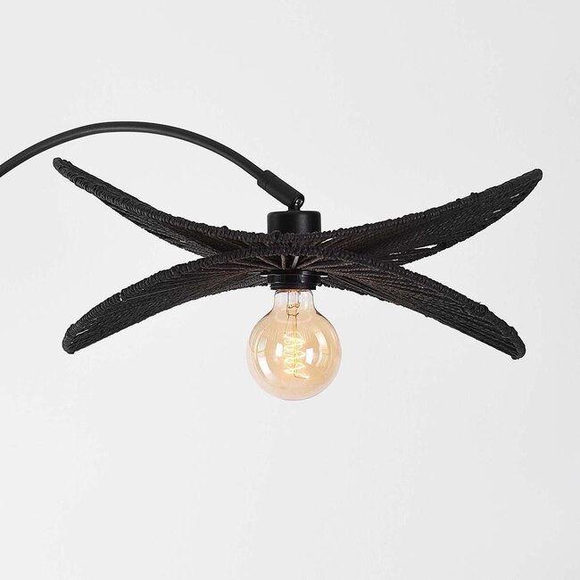 Lampa łukowa Sarah czarna z kloszem z papierowego sznura