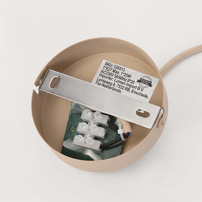 Lampa wisząca Isolde beżowa z żebrowanym mlecznobiałym szkłem