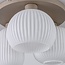 Lampa sufitowa Elowen 3 światła beżowa z żebrowanym mlecznobiałym szkłem