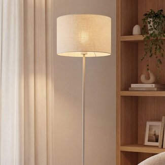 Lampa podłogowa Avana beżowa z lnianym kloszem