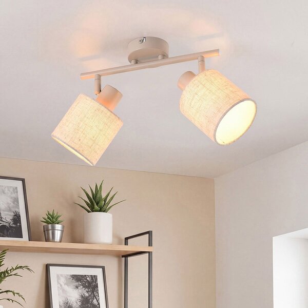 Lampa sufitowa Avan w beżowym kolorze z 2 regulowanymi lnianymi kloszami