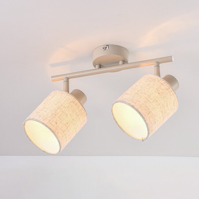 Lampa sufitowa Avan w beżowym kolorze z 2 regulowanymi lnianymi kloszami