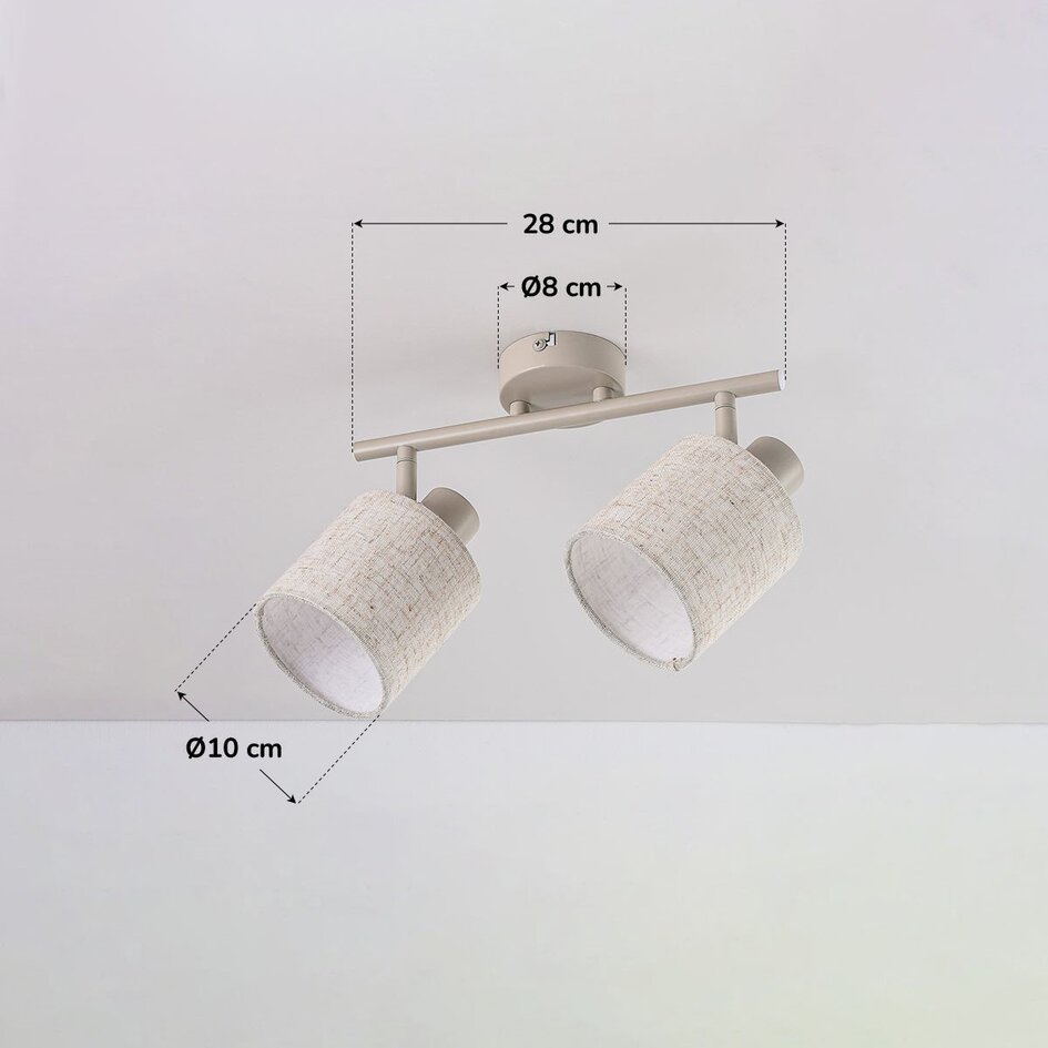 Lampa sufitowa Avan w beżowym kolorze z 2 regulowanymi lnianymi kloszami