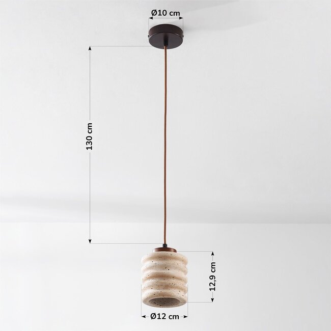 Luksusowa cylindryczna lampa wisząca Alva z trawertynu (kamień naturalny)