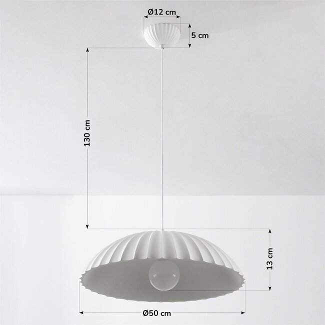 Żebrowana lampa wisząca Olea z matowym wykończeniem kredowym (gesso)