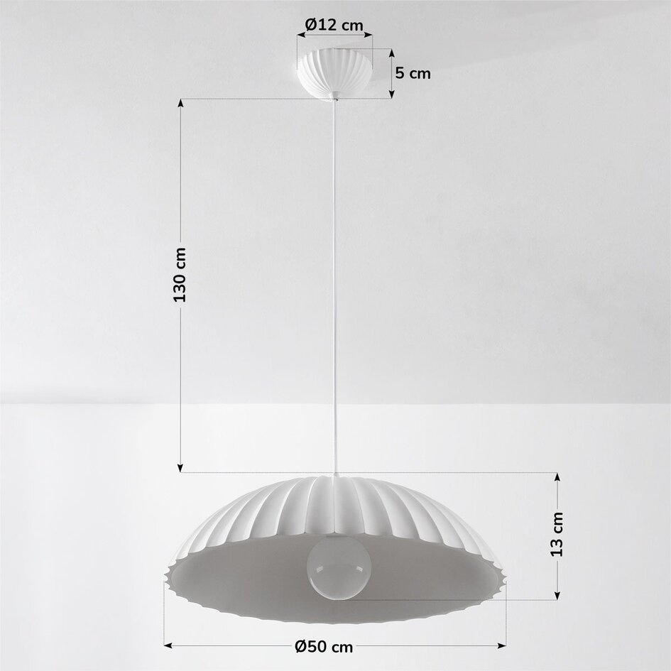 Żebrowana lampa wisząca Olea z matowym wykończeniem kredowym (gesso)
