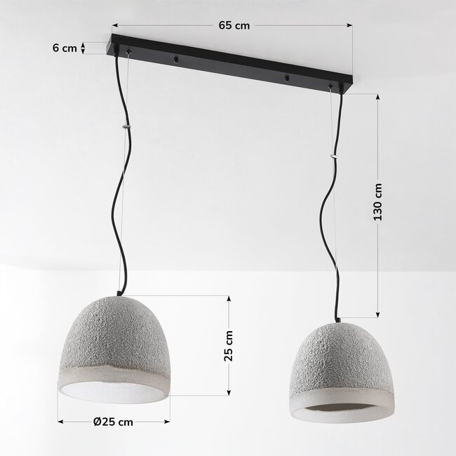 2-światła Wabi-Sabi lampa wisząca Tura w stylu cementowym