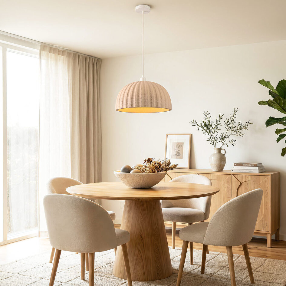 Lampa wisząca Wabi-Sabi Kawasu z efektem kamienia w jasnym karmelu