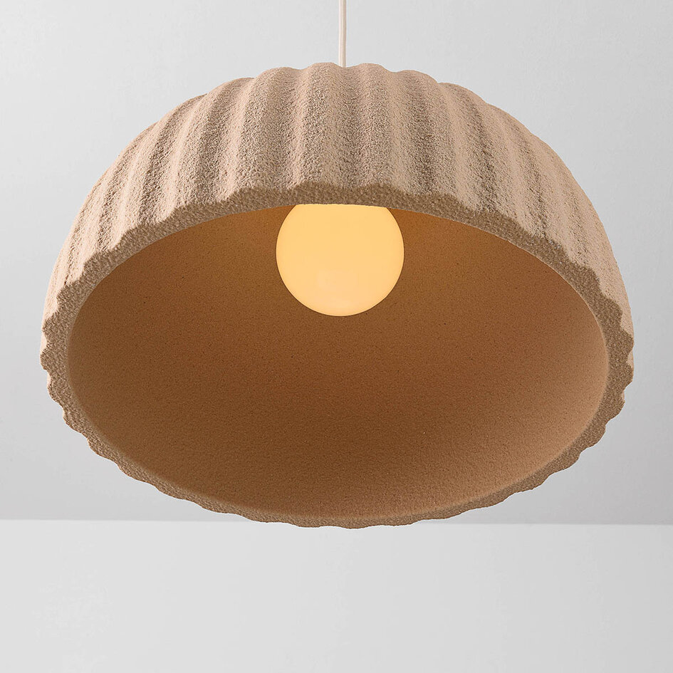 Lampa wisząca Wabi-Sabi Kawasu z efektem kamienia w jasnym karmelu
