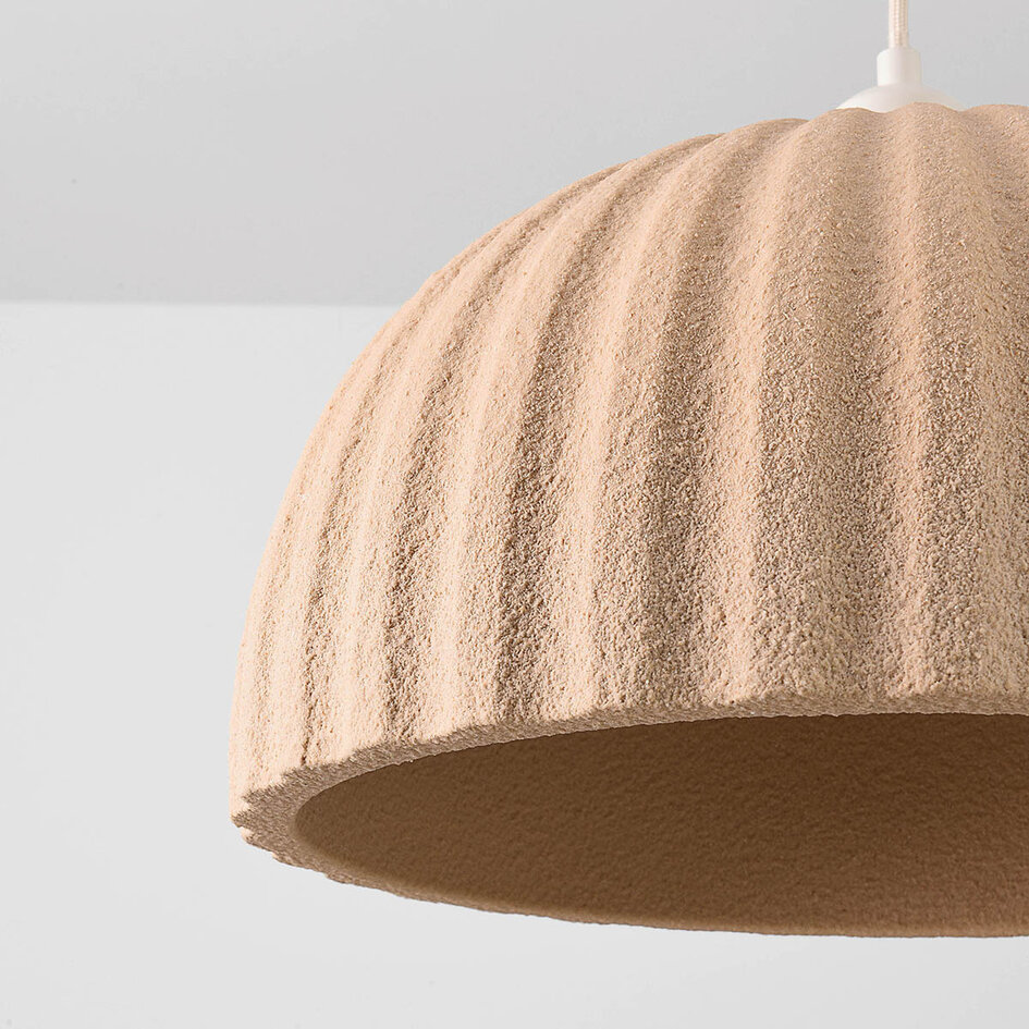 Lampa wisząca Wabi-Sabi Kawasu z efektem kamienia w jasnym karmelu