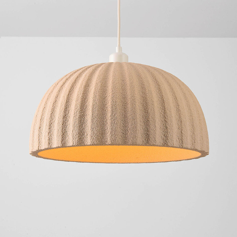 Lampa wisząca Wabi-Sabi Kawasu z efektem kamienia w jasnym karmelu