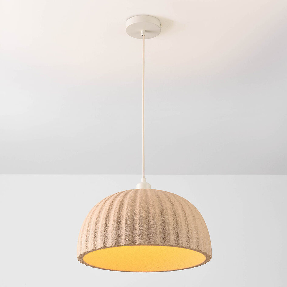 Lampa wisząca Wabi-Sabi Kawasu z efektem kamienia w jasnym karmelu