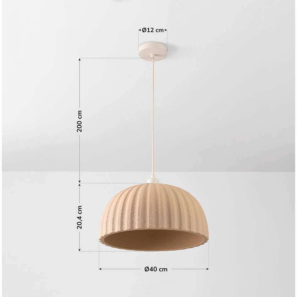 Lampa wisząca Wabi-Sabi Kawasu z efektem kamienia w jasnym karmelu