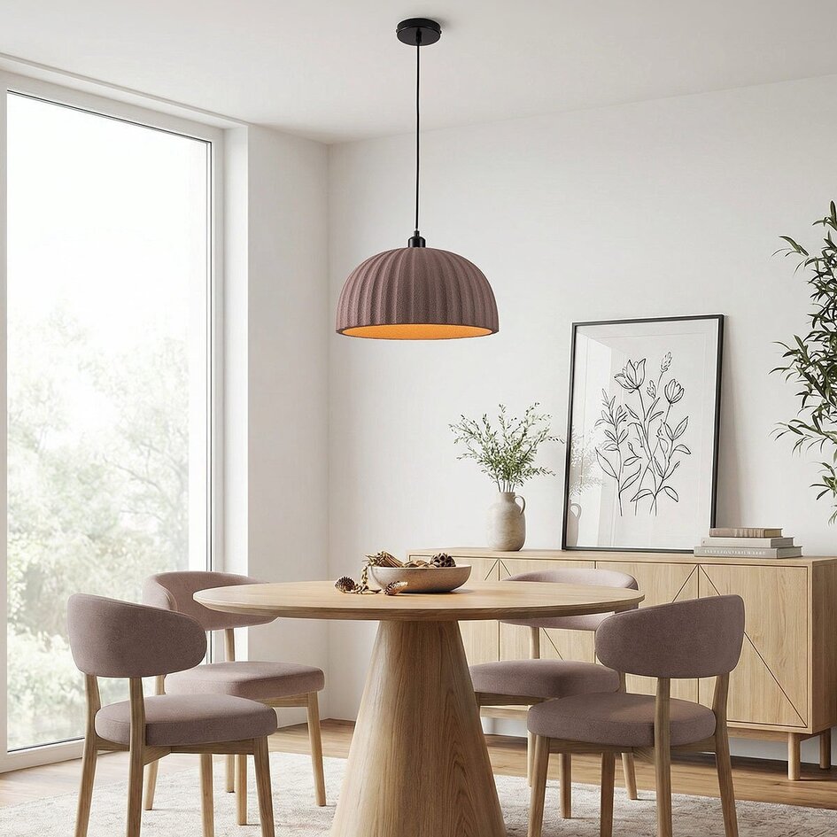 Lampa wisząca Wabi-Sabi Kawasu z efektem kamienia w ciepłym brązie