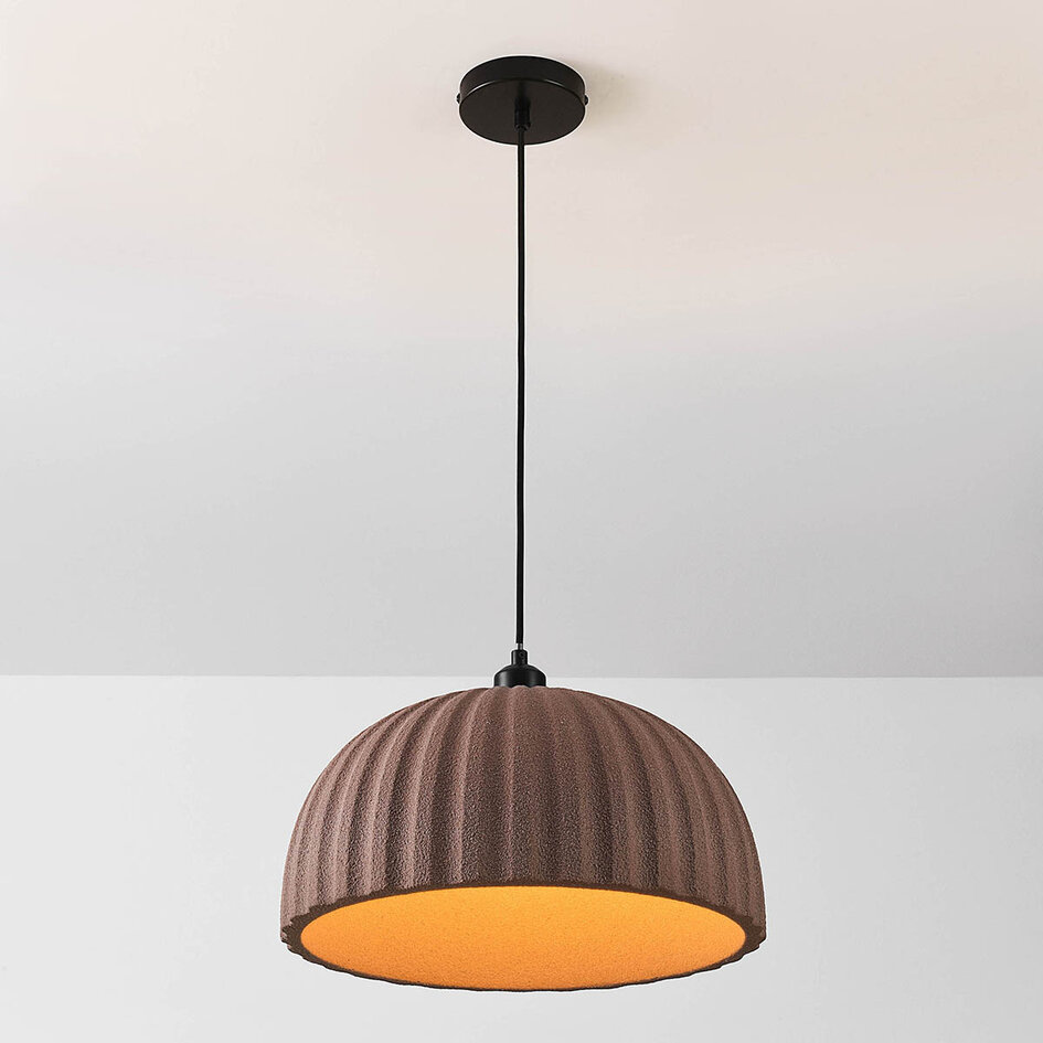 Lampa wisząca Wabi-Sabi Kawasu z efektem kamienia w ciepłym brązie