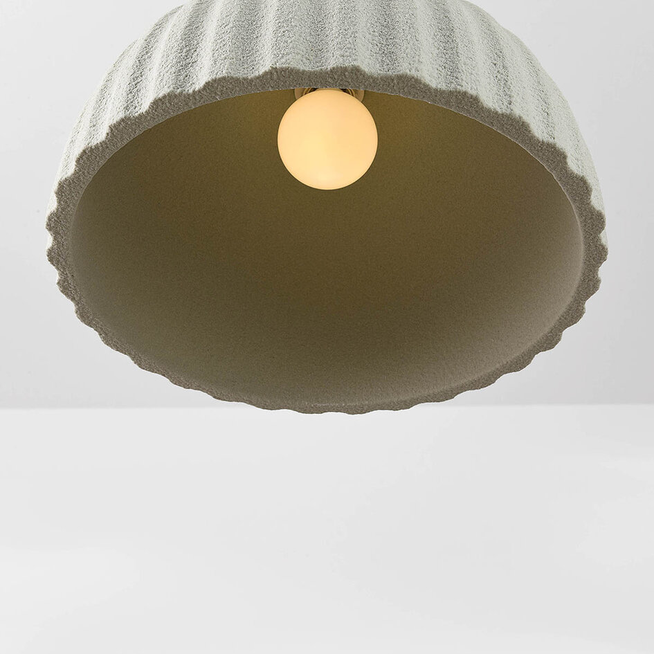 Wabi-Sabi lampa wisząca Kawasu z efektem kamienia w delikatnym szarozielonym kolorze