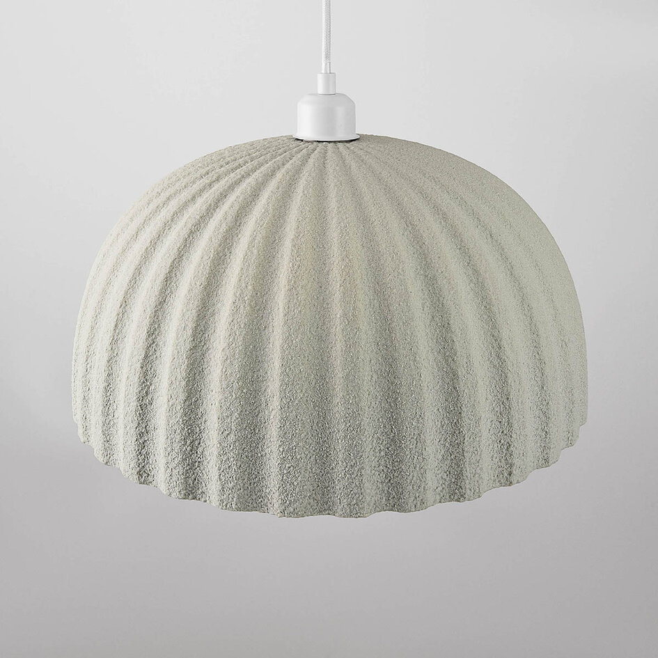 Wabi-Sabi lampa wisząca Kawasu z efektem kamienia w delikatnym szarozielonym kolorze