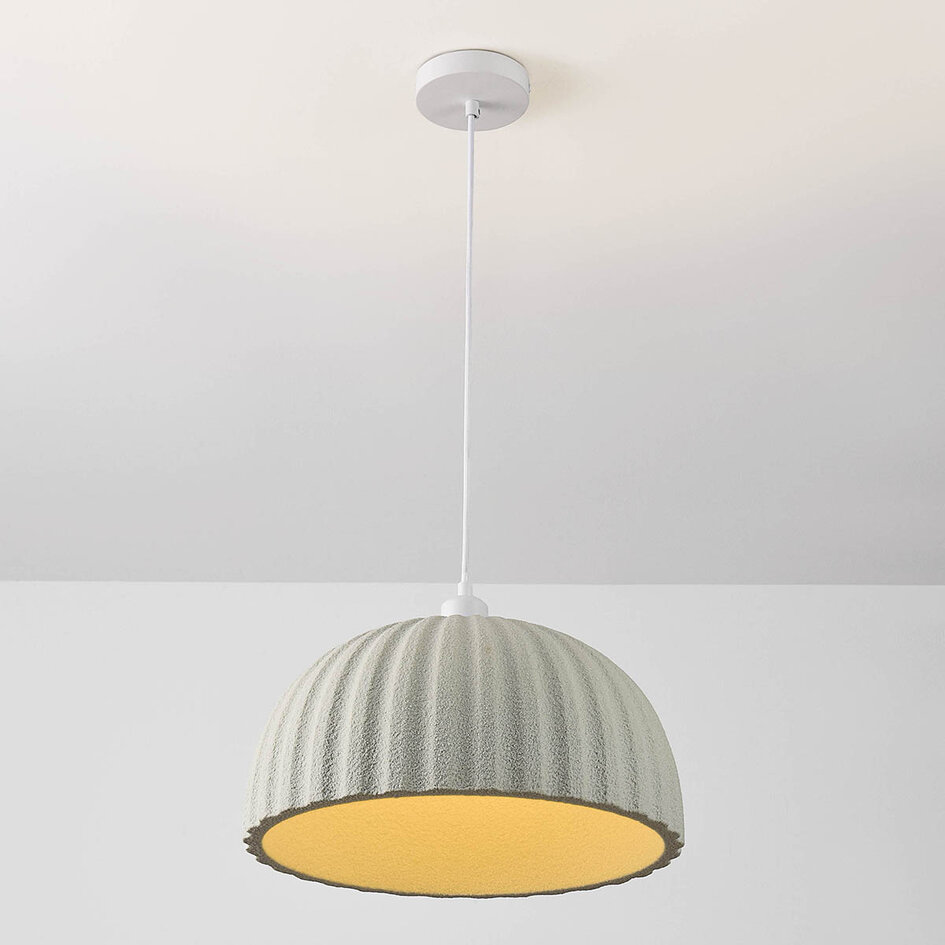 Wabi-Sabi lampa wisząca Kawasu z efektem kamienia w delikatnym szarozielonym kolorze