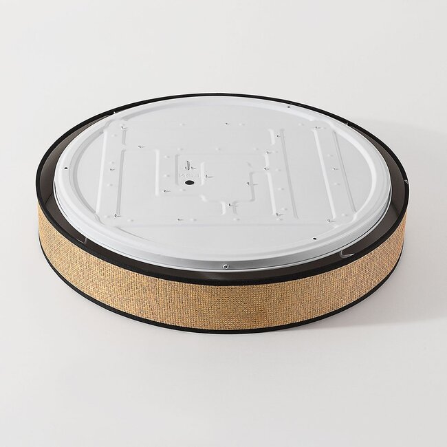 3-stopniowo ściemnialna lampa sufitowa Palara z plecionym kloszem w naturalnym kolorze i czarnym