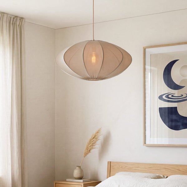 Lampa wisząca Elyora z tkaniny - szarobrązowe